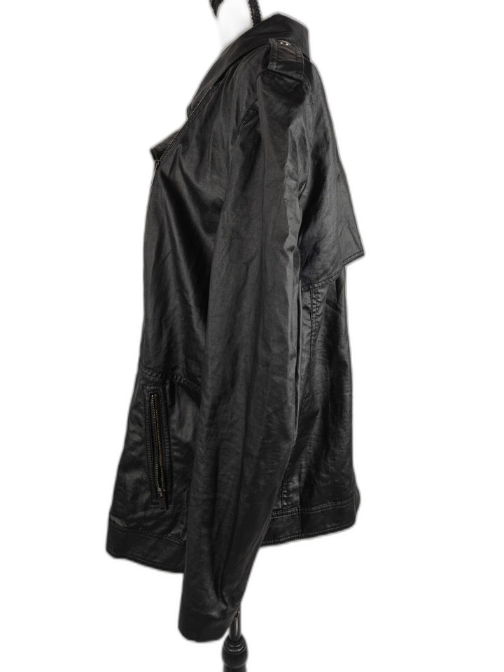 Banana Republic Womens Coated Linen Moto Jacket Black