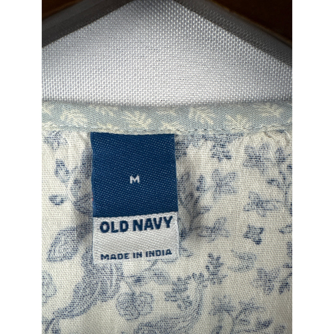 Women’s Old Navy Medium White Blouse w/ Blue Paisley Pattern