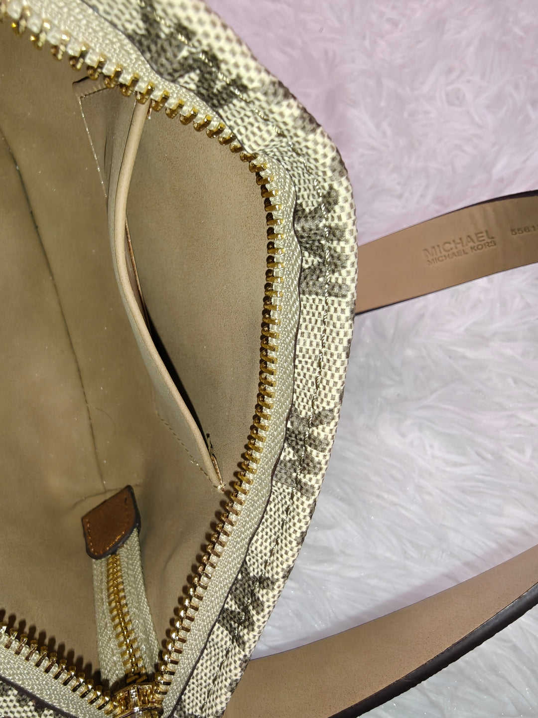 Womens Michael Kors Adjustable Belt Bag Beige Brown One Size