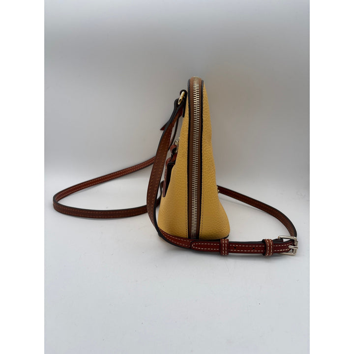 Women’s Dooney & Bourke Butter Yellow w/ Brown Accents Leather Crossbody Purse