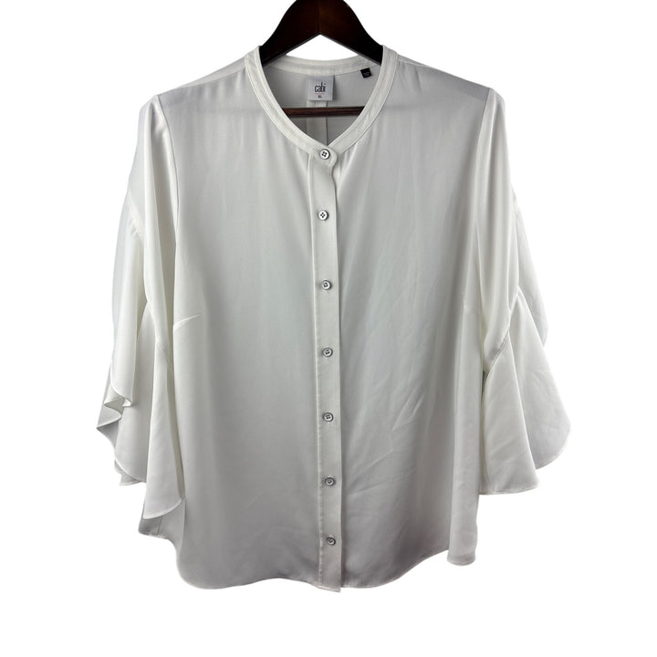 Women’s Cabi XL White Button Up 3/4 Length Sleeve Blouse.