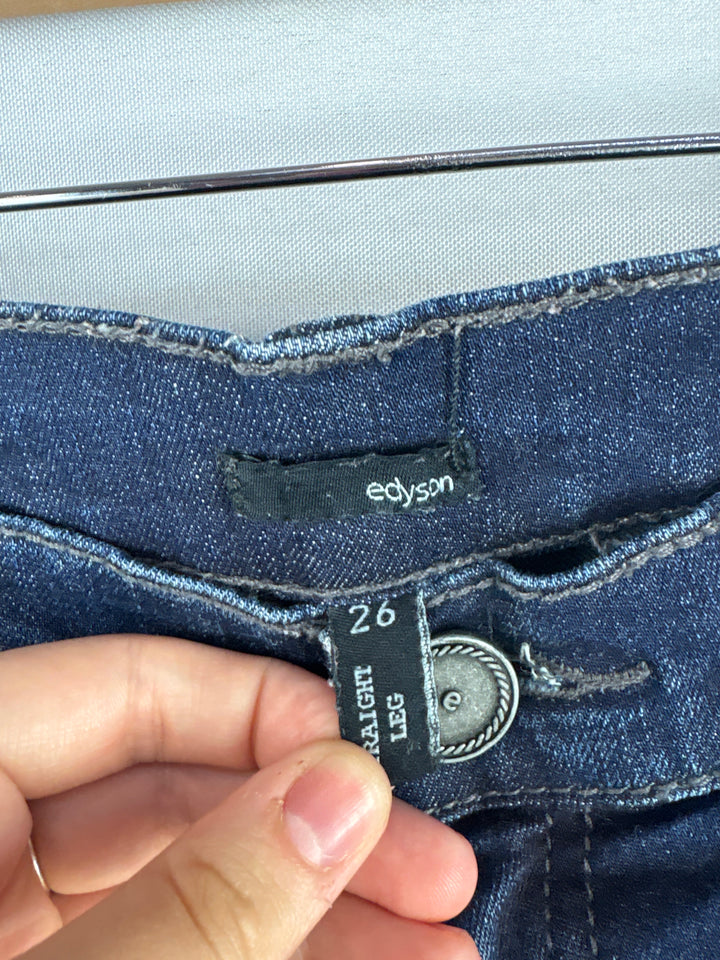 Women’s Edyson Size 26 Dark Wash Blue Distressed Jeans