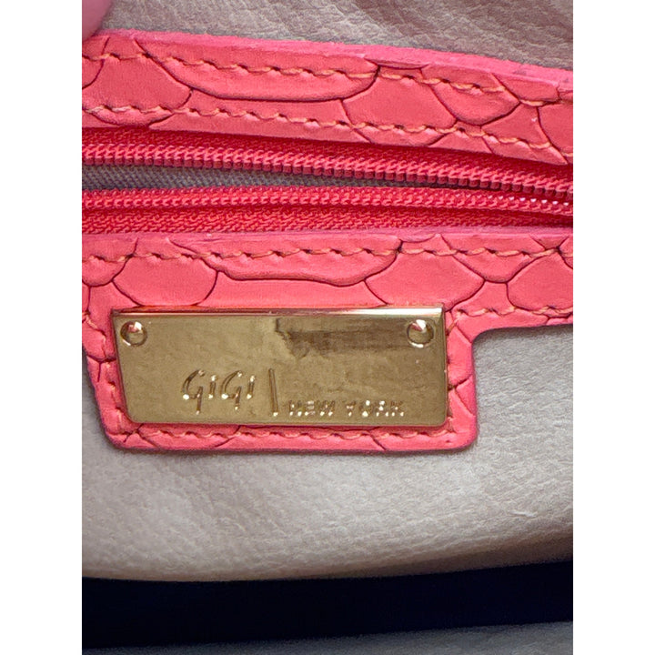 Women’s Gigi New York Coral Leather Crossbody Purse w/ Snakeskin Pattern