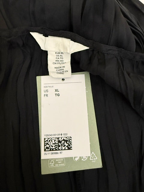 H&amp;M Crinkle Satin True Wrap Dress Black NWT SzXL