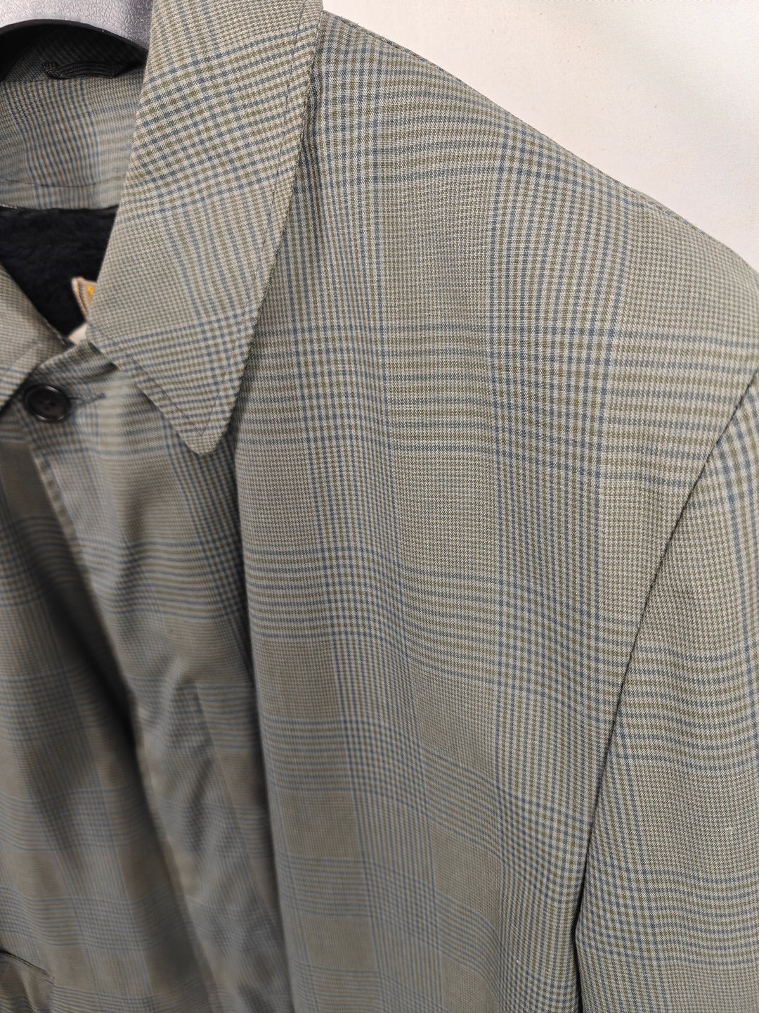 Campus Men Vintage All Weather Coat Green Gray Plaid Size 44