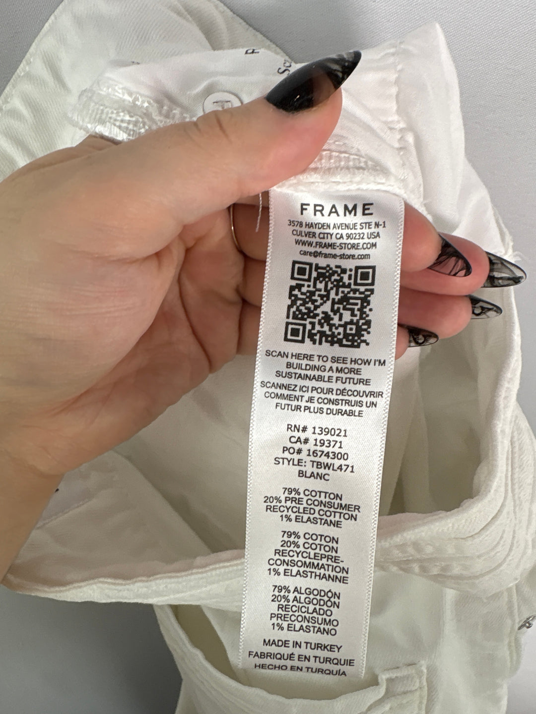Womens Frame White Wide Leg High Waisted Cotton Jeans Size 25