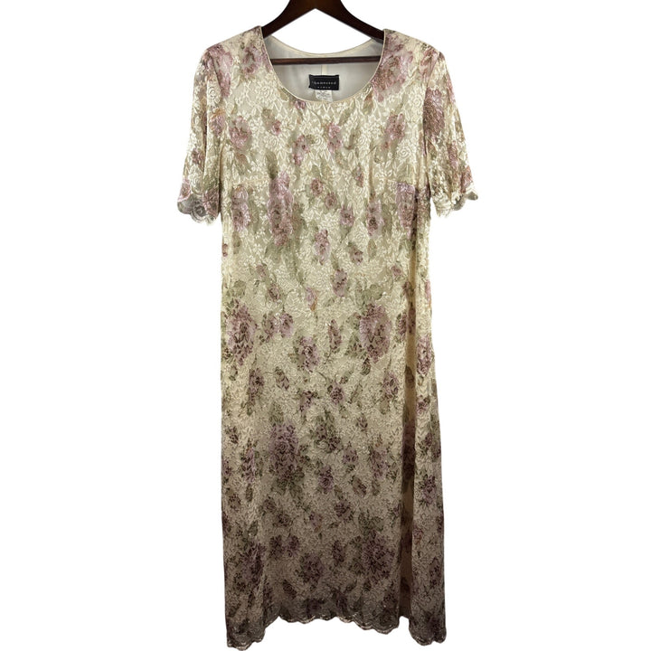 Women’s Connected Large Cream Lace Floral Maxi Dress