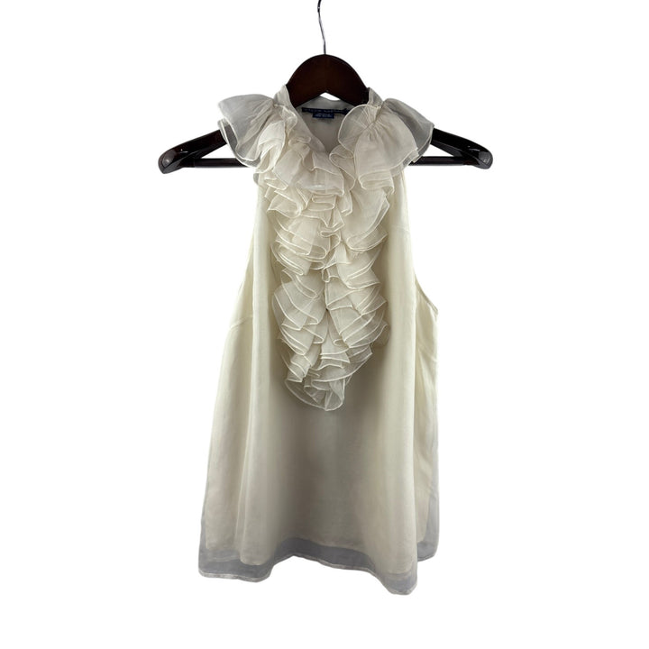 Women’s Ralph Lauren Size 12 Cream Sleeveless Ruffled Blouse