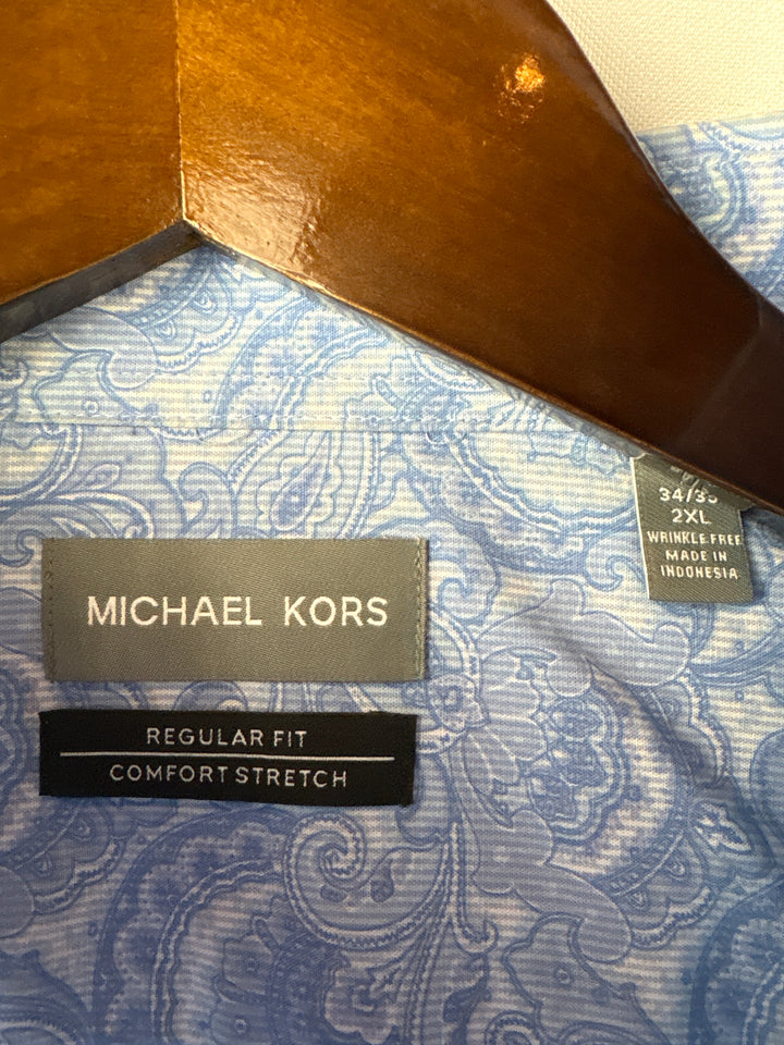 Men’s Michael Kors 2XL Light Blue Paisley Button Up