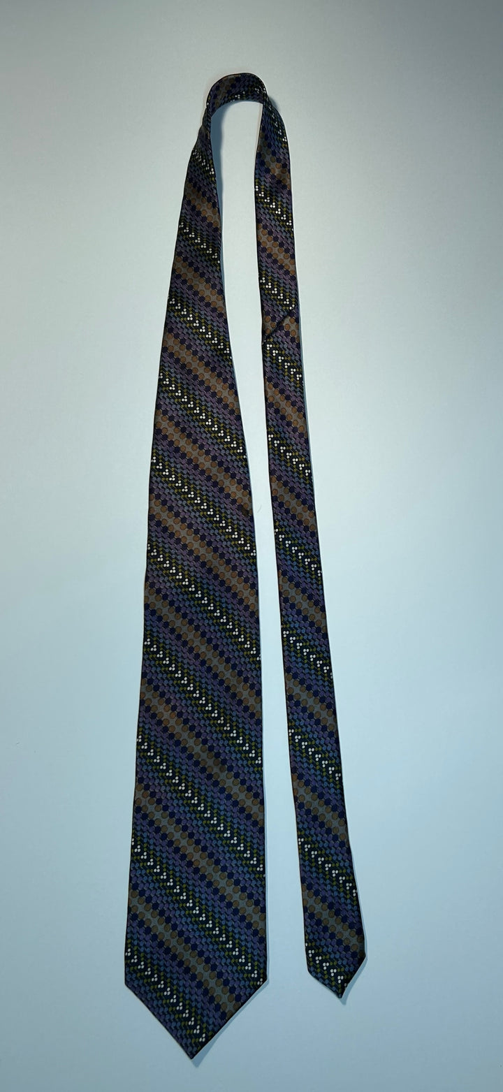 Jhane Barnes Vintage Silk Tie Made in Japan Abstract Geometric Purple Brown 58x4