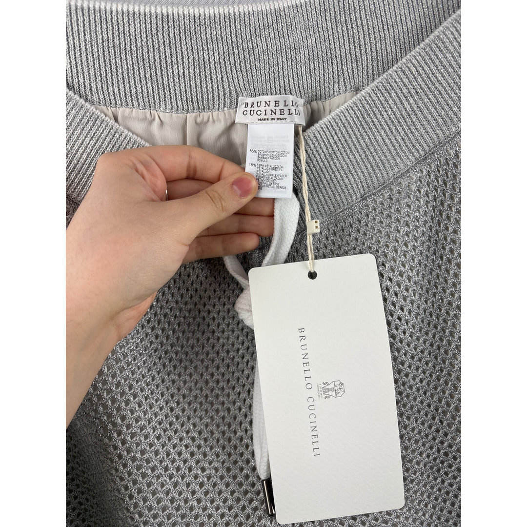 Women’s Brunello Cucinelli Small Silver Mesh Knit Shorts