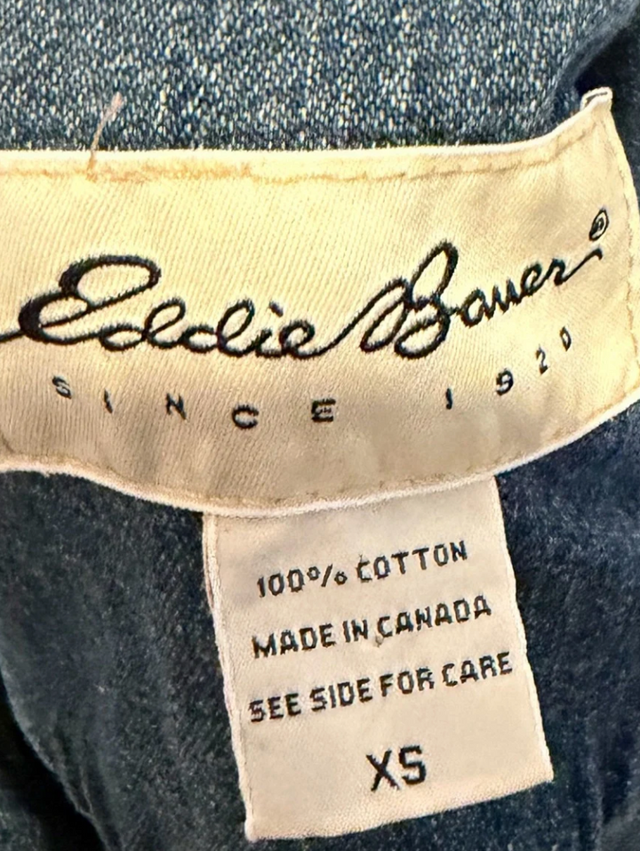 Eddie Bauer Vintage 1990s Beaded Denim Jacket XS Western Boho Canada