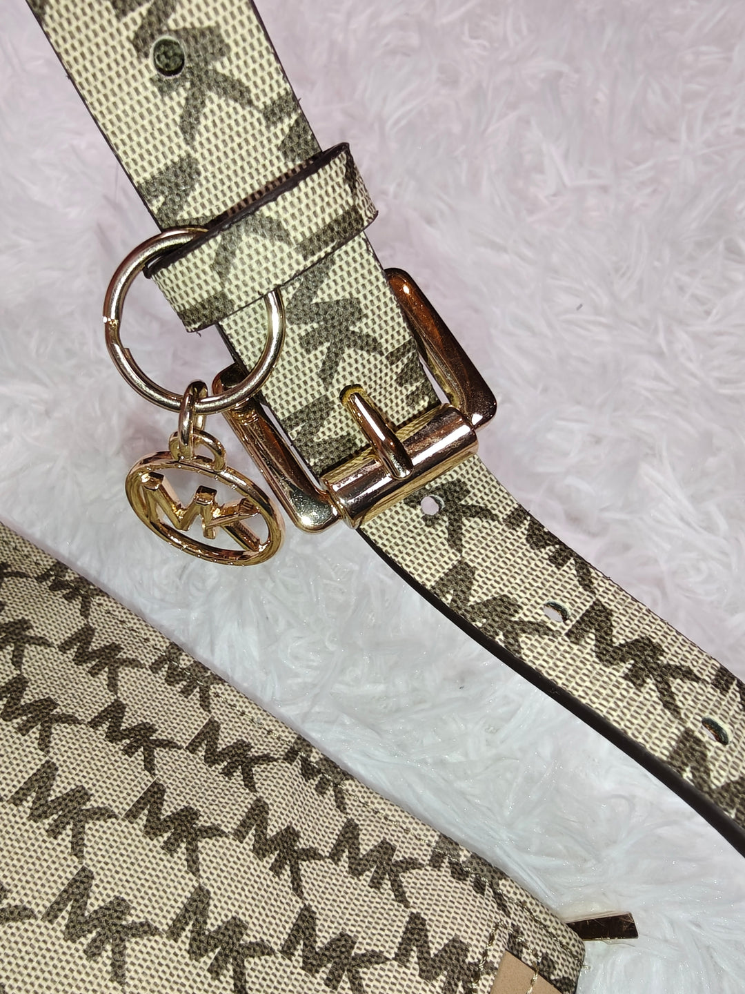 Womens Michael Kors Adjustable Belt Bag Beige Brown One Size