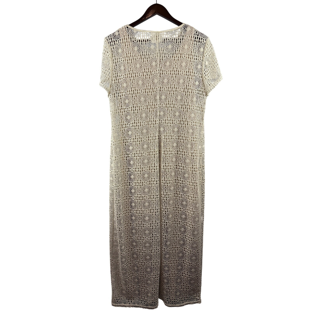 Womens Paquette Too! Size 16 Cream Knit Mesh Maxi Dress