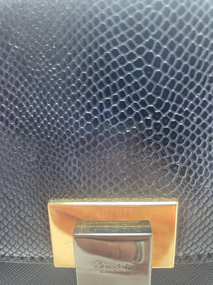 Dune London Navy Blue Structured Satchel Handbag Gold Hardware Women&
