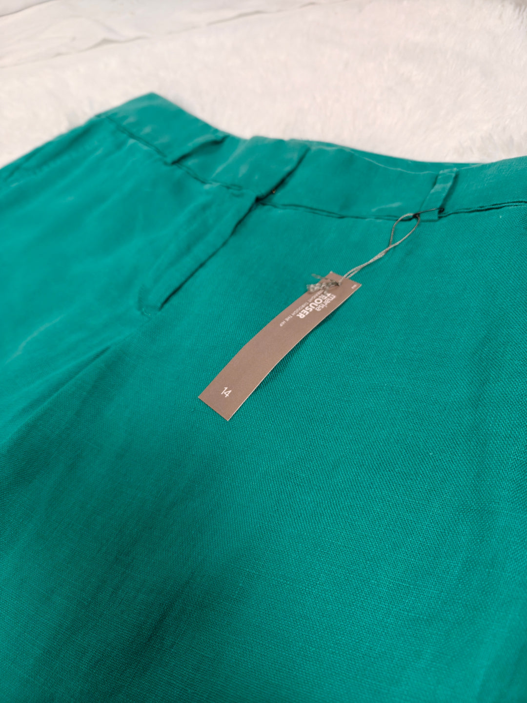 Ann Taylor Loft Marisa Wide Leg Linen Pants Teal Green Size 14 NWT