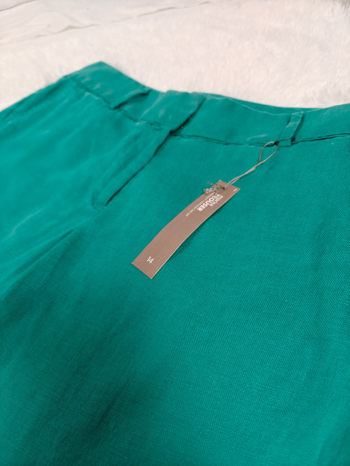 Ann Taylor Loft Marisa Wide Leg Linen Pants Teal Green Size 14 NWT