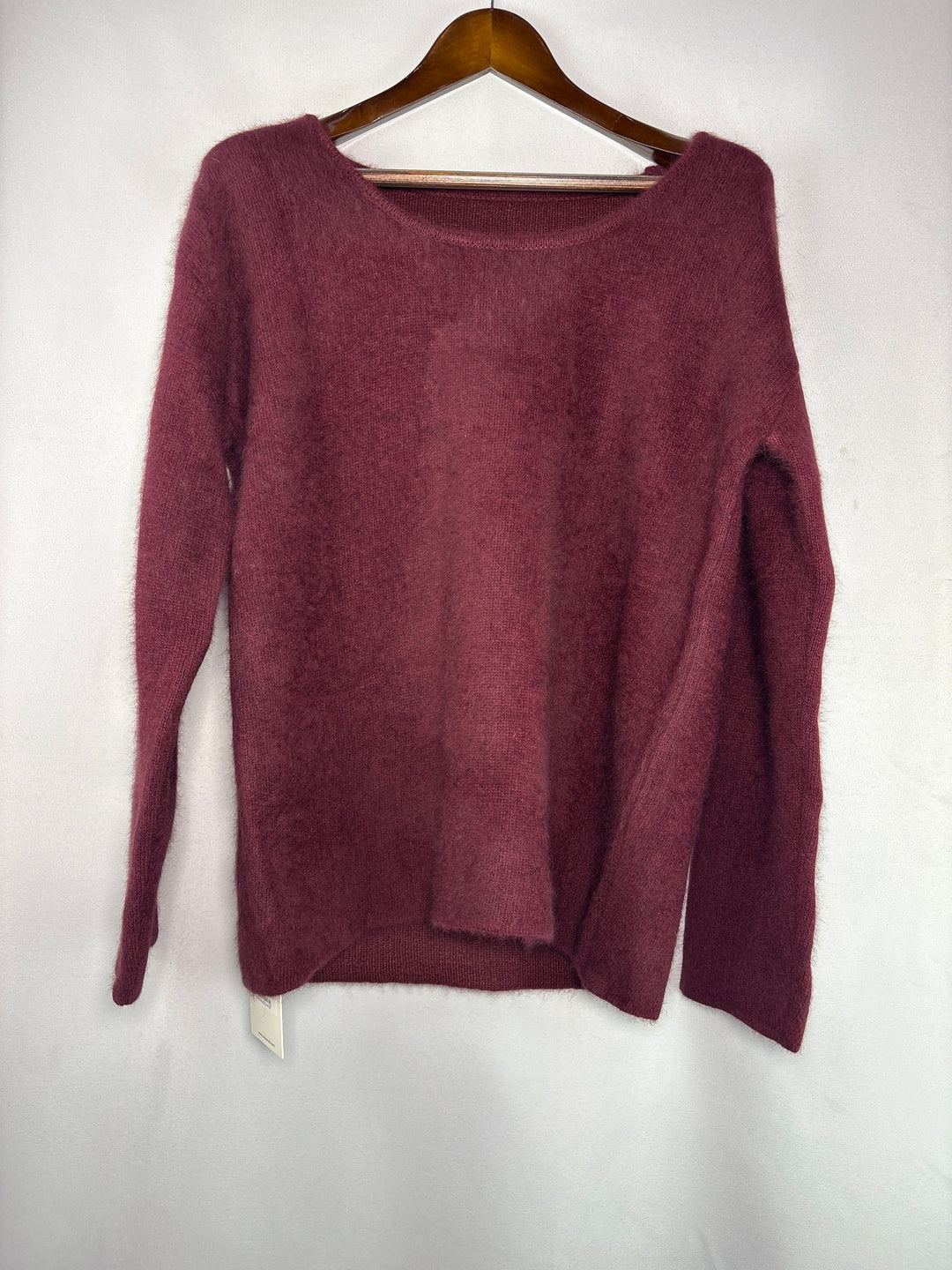 Womens Moia Wine Red Scoop Neck Plush Wool Blend Sweater One Size Fits All