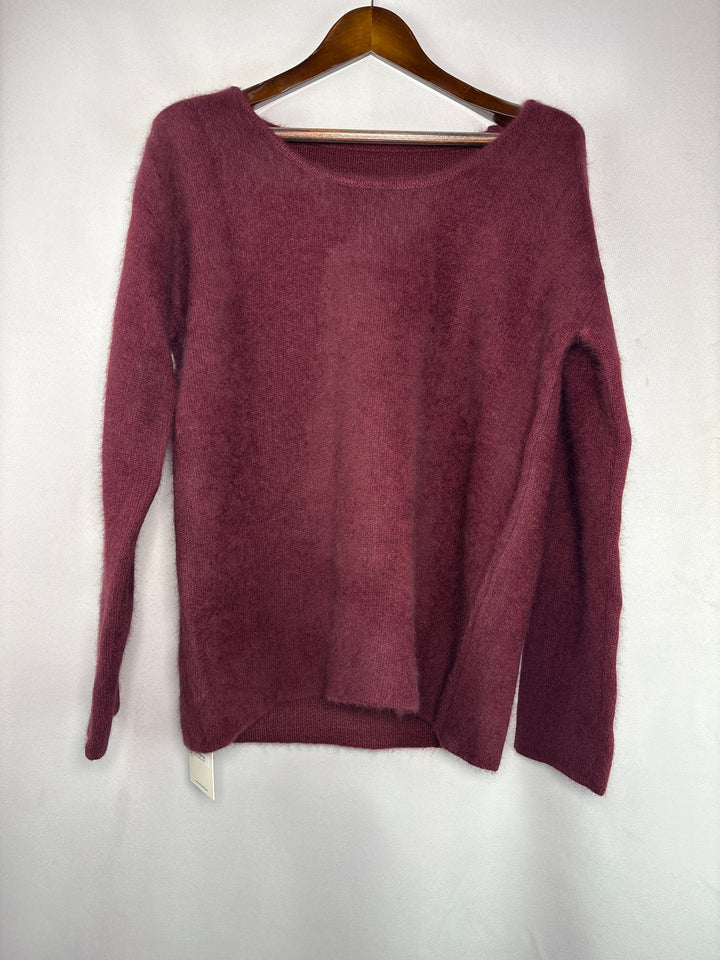 Womens Moia Wine Red Scoop Neck Plush Wool Blend Sweater One Size Fits All