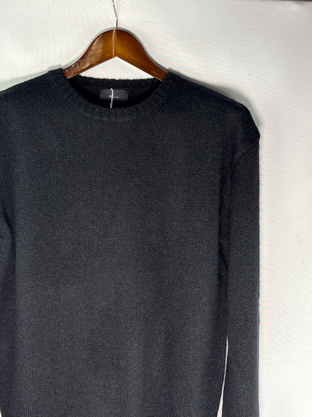 Womens Moia One Size Black Alpaca Wool Blend Crewneck Sweater