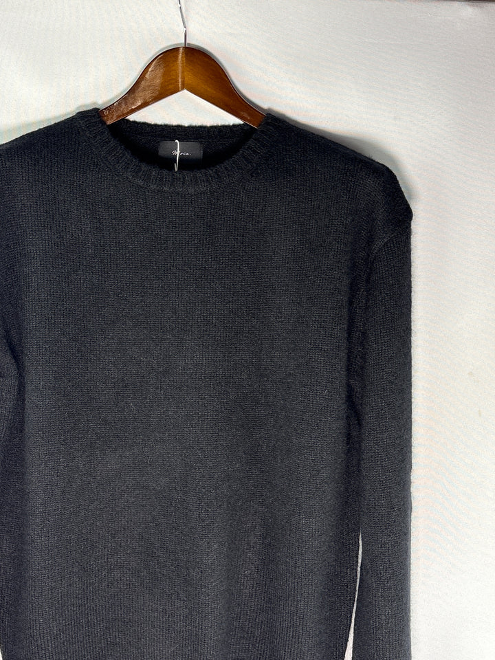 Womens Moia One Size Black Alpaca Wool Blend Crewneck Sweater