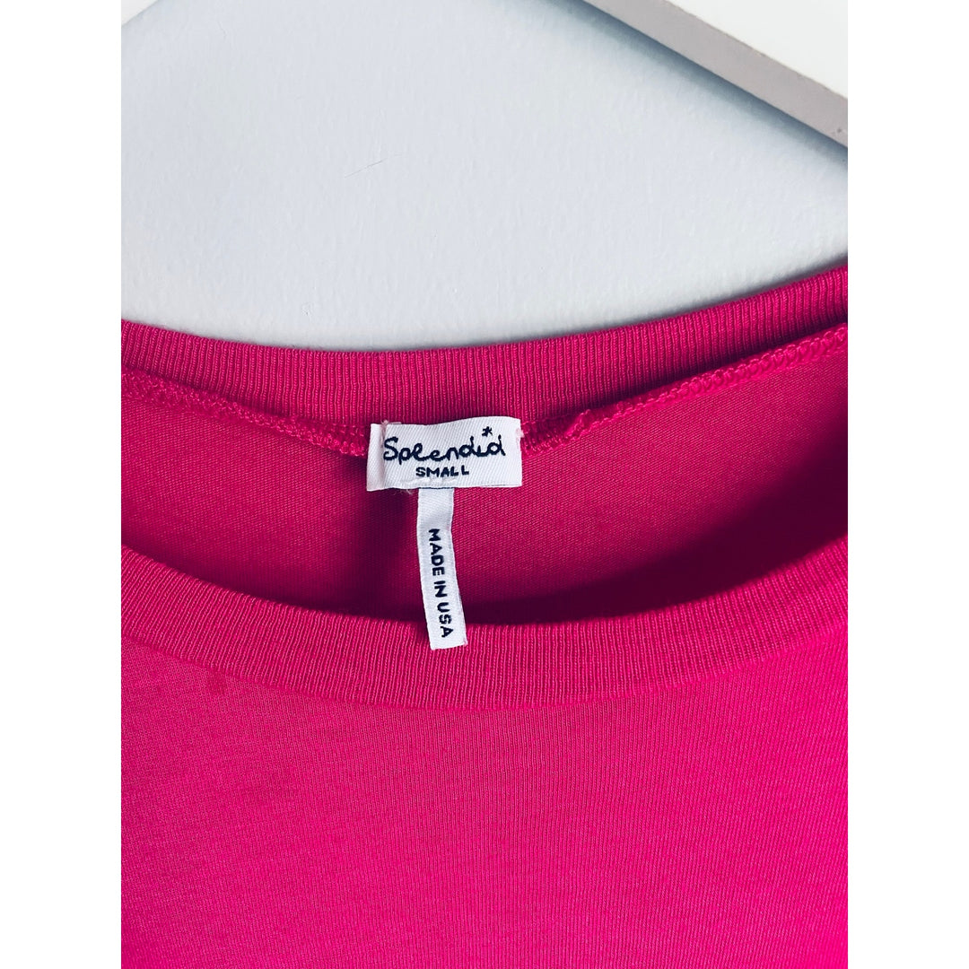 Splendid Pink T-shirt ribbed size small Pima Cotton Modal Basic Minimalist Barbie Capsule Soft Wardrobe Staple
