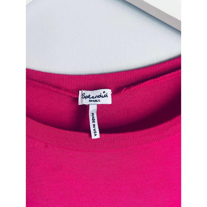 Splendid Pink T-shirt ribbed size small Pima Cotton Modal Basic Minimalist Barbie Capsule Soft Wardrobe Staple