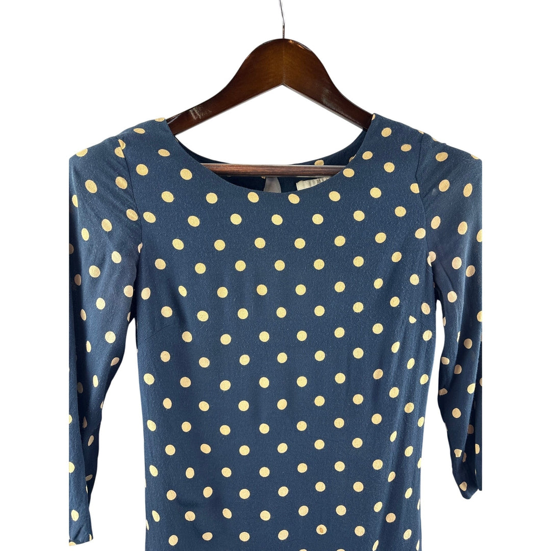 Women’s Boden Size 2 Navy Blue w/ Cream Polka-Dots Mini Dress