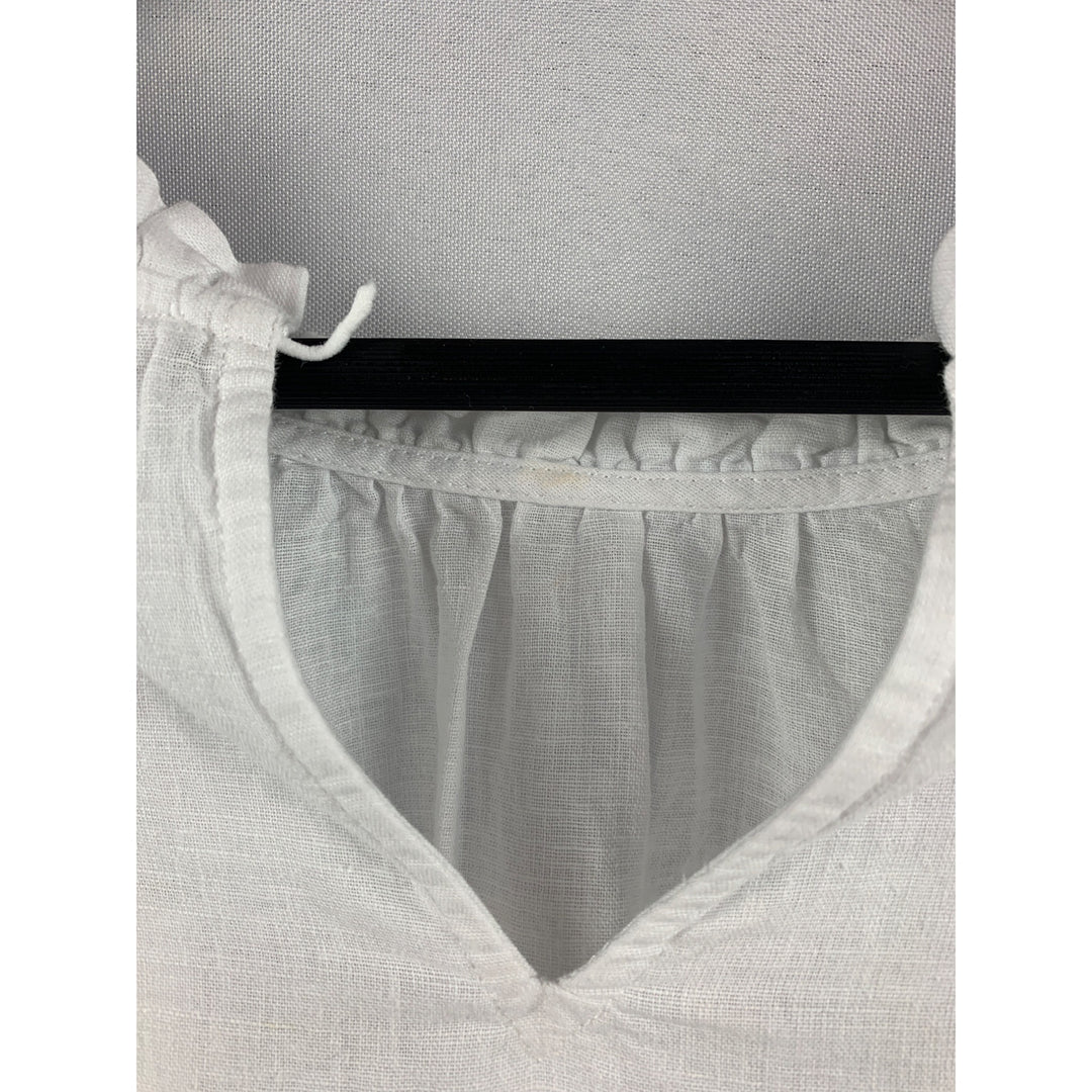 J.Crew White Ruffled Sleeveless Top Womens L