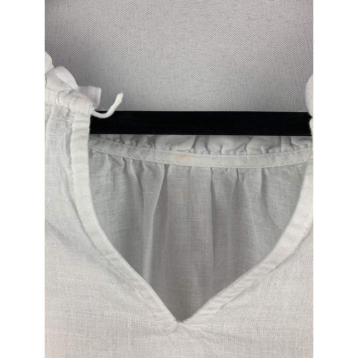 J.Crew White Ruffled Sleeveless Top Womens L