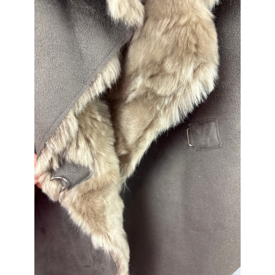 Women’s I.N.C XS Taupe Suede Fur Lined Vest