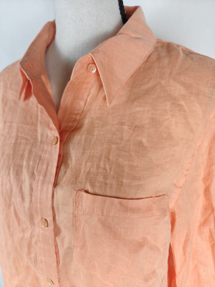 Womens Ecru Button Down Shirt Melon Size M