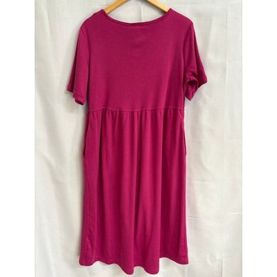 Women’s Woman Within Size M (14/16) Magenta Button Up Short Sleeve Dress