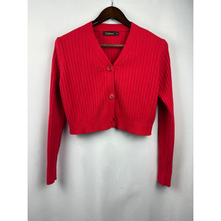 Women’s Saturun Medium Bright Red Cropped Cardigan