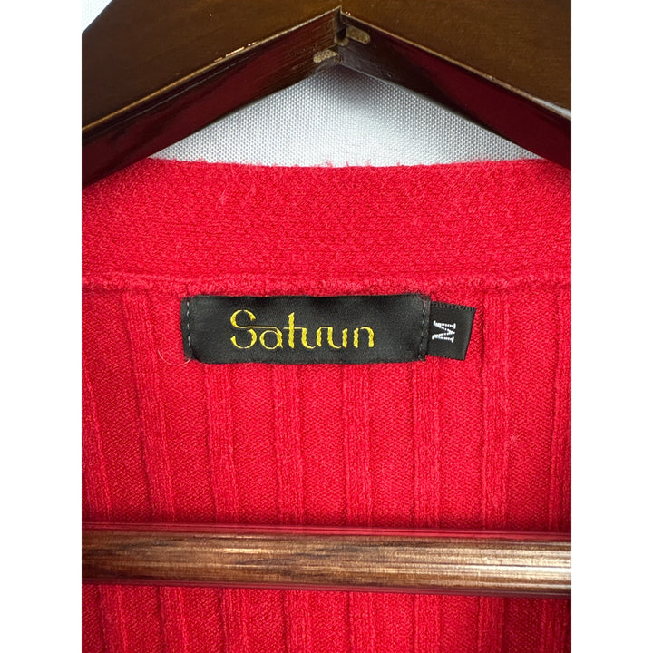 Women’s Saturun Medium Bright Red Cropped Cardigan