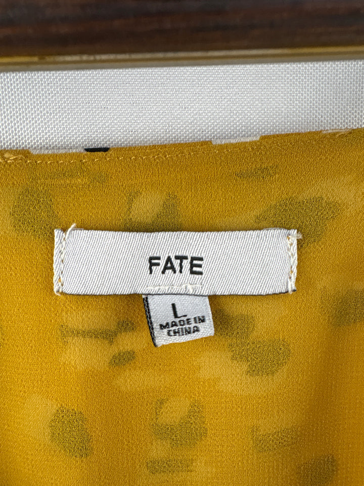 Women’s Fate Large Yellow Sleeveless Ruffled Blouse