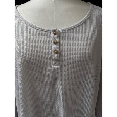 Women’s Stitch & Pine White Waffle Patterned Long Sleeve Top Sz XL