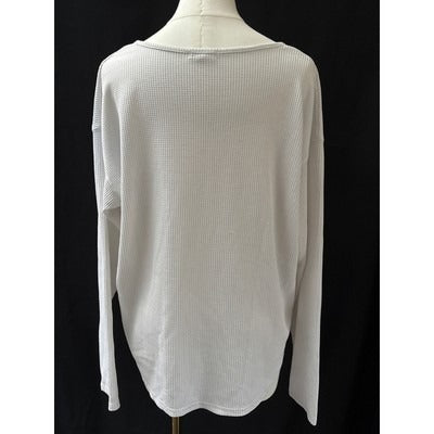 Women’s Stitch & Pine White Waffle Patterned Long Sleeve Top Sz XL