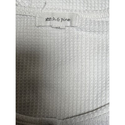 Women’s Stitch & Pine White Waffle Patterned Long Sleeve Top Sz XL