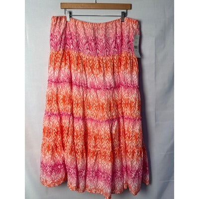 Women’s Ralph Lauren Pink & Orange Cotton Maxi Skirt Sz 1X