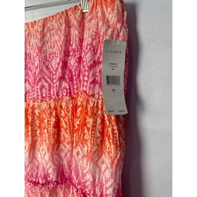 Women’s Ralph Lauren Pink & Orange Cotton Maxi Skirt Sz 1X