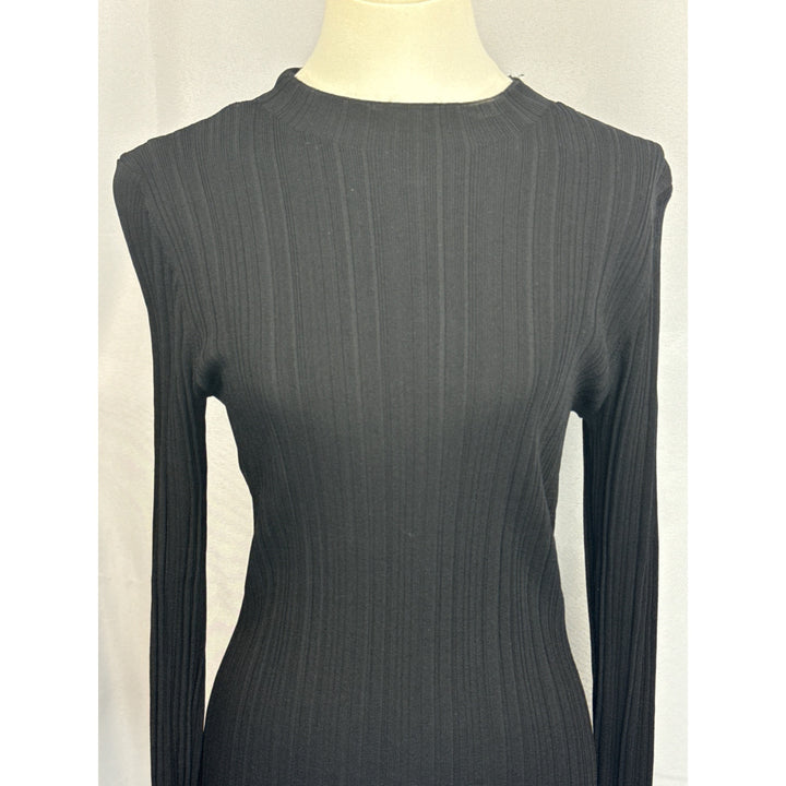 M.M. Lafleur New York Black Ribbed Long Sleeve Top Size S