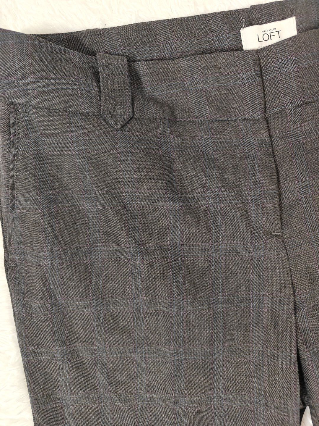 Womens LOFT Marisa Dress Pants Gray Plaid Size 12T