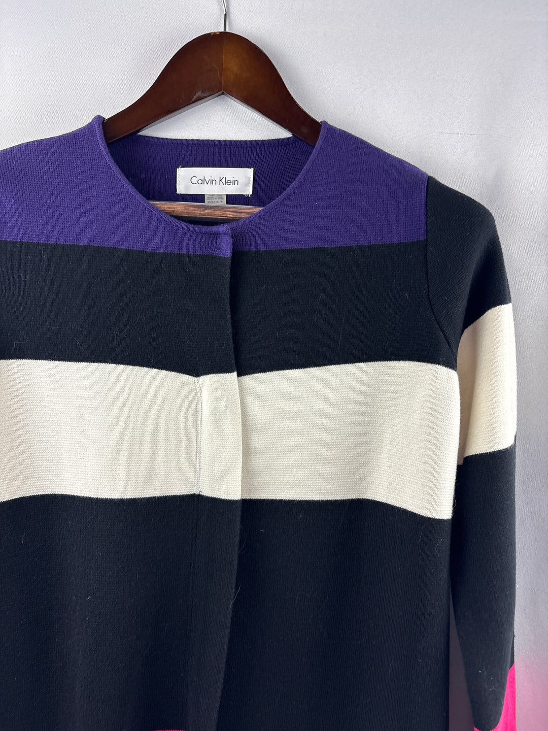 Women’s Calvin Klein XS Black Striped Zip Sweater