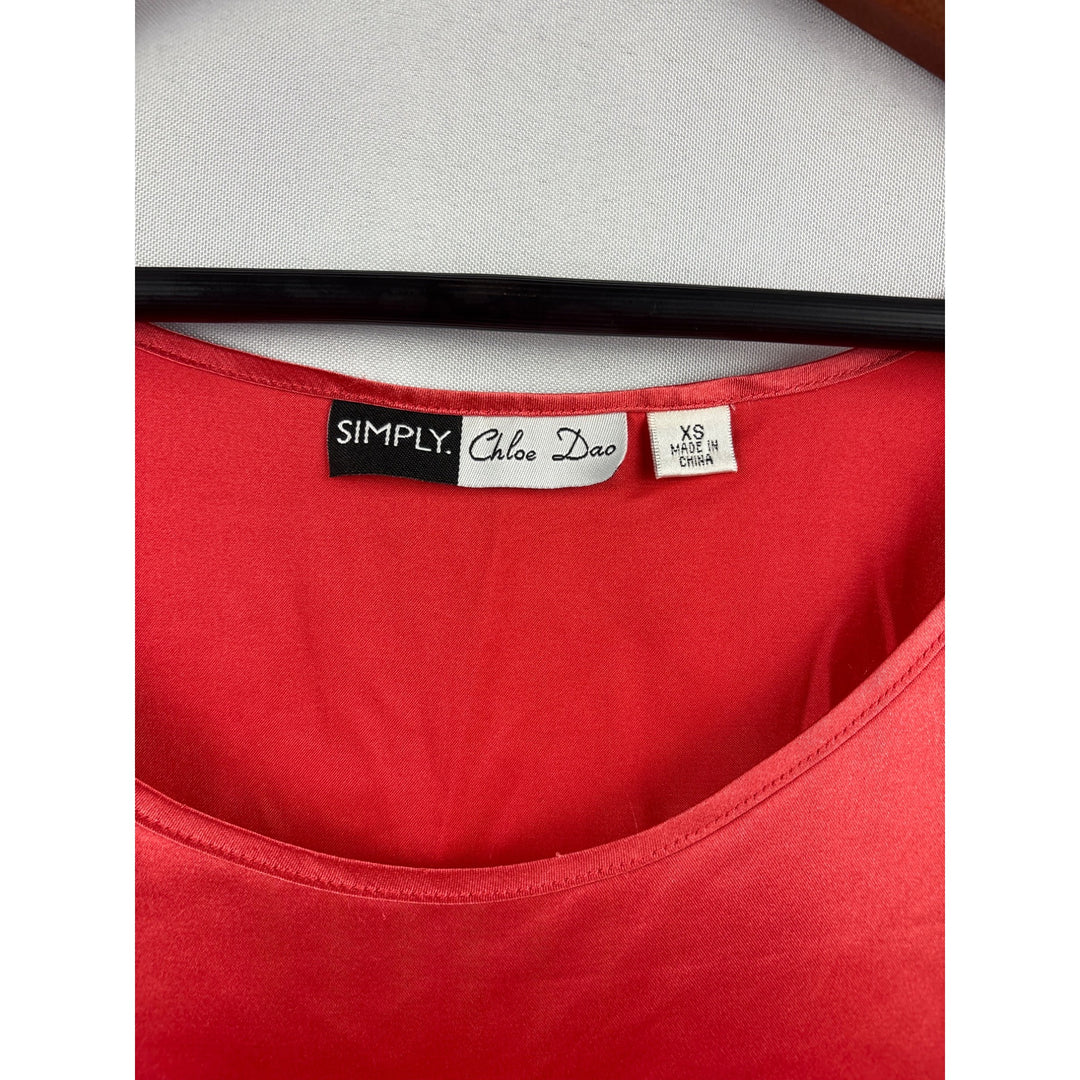 Simply Chloe Dao Womens Red Satin Tank Top XS