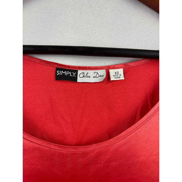 Simply Chloe Dao Womens Red Satin Tank Top XS