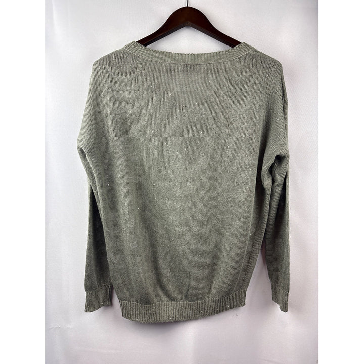 Women’s Brunello Cucinelli Small Olive Green Sparkly Knit Sweater