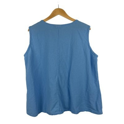 Cottonways Womens Sleeveless Blue Top With Button Accent Casual Loose Fit