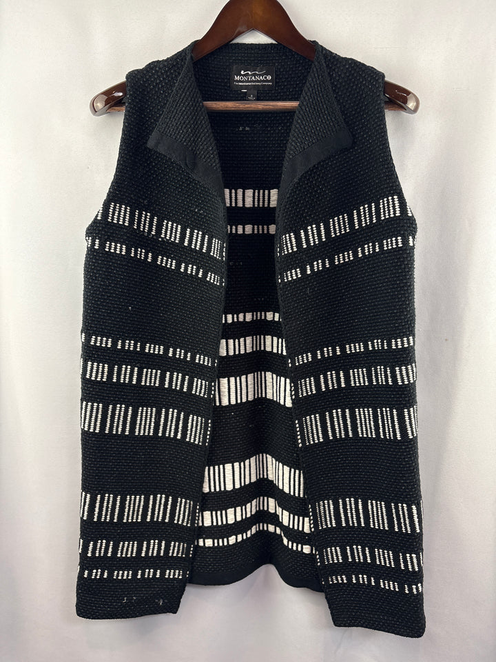 Women’s MontananCo Small Black &amp; White Patterned Knit Vest