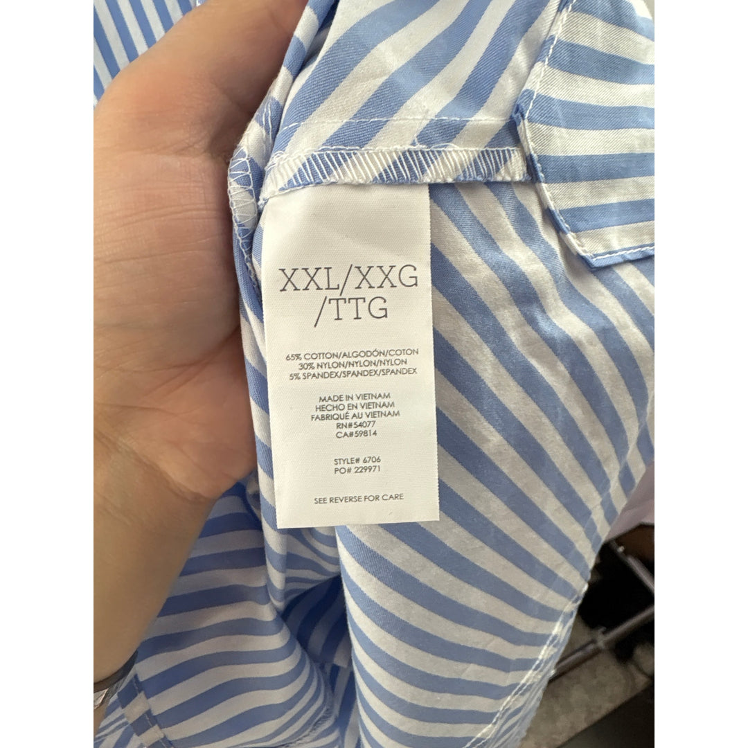 Women’s Cabi XXL Blue & White Striped Oversized Button Up Shirt